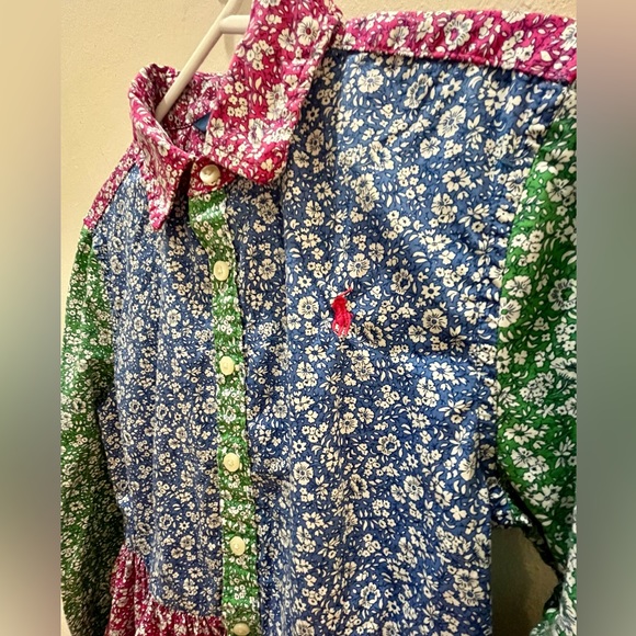 Polo by Ralph Lauren Floral Cotton Shirtdress Buttoned Placket Girls Size 10 - Picture 3 of 9